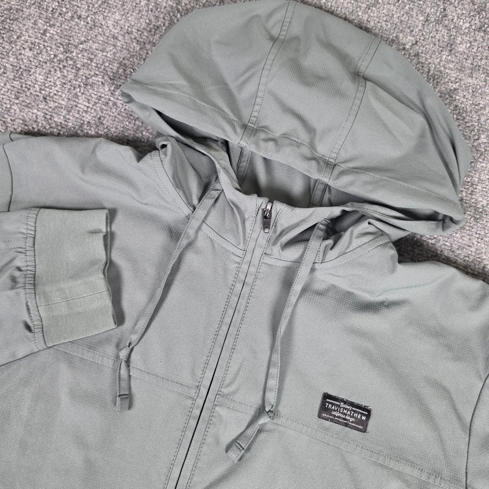 TravisMathew Wanderlust Full Zip Hoodie Men L Green Lightweight Golf Jacket